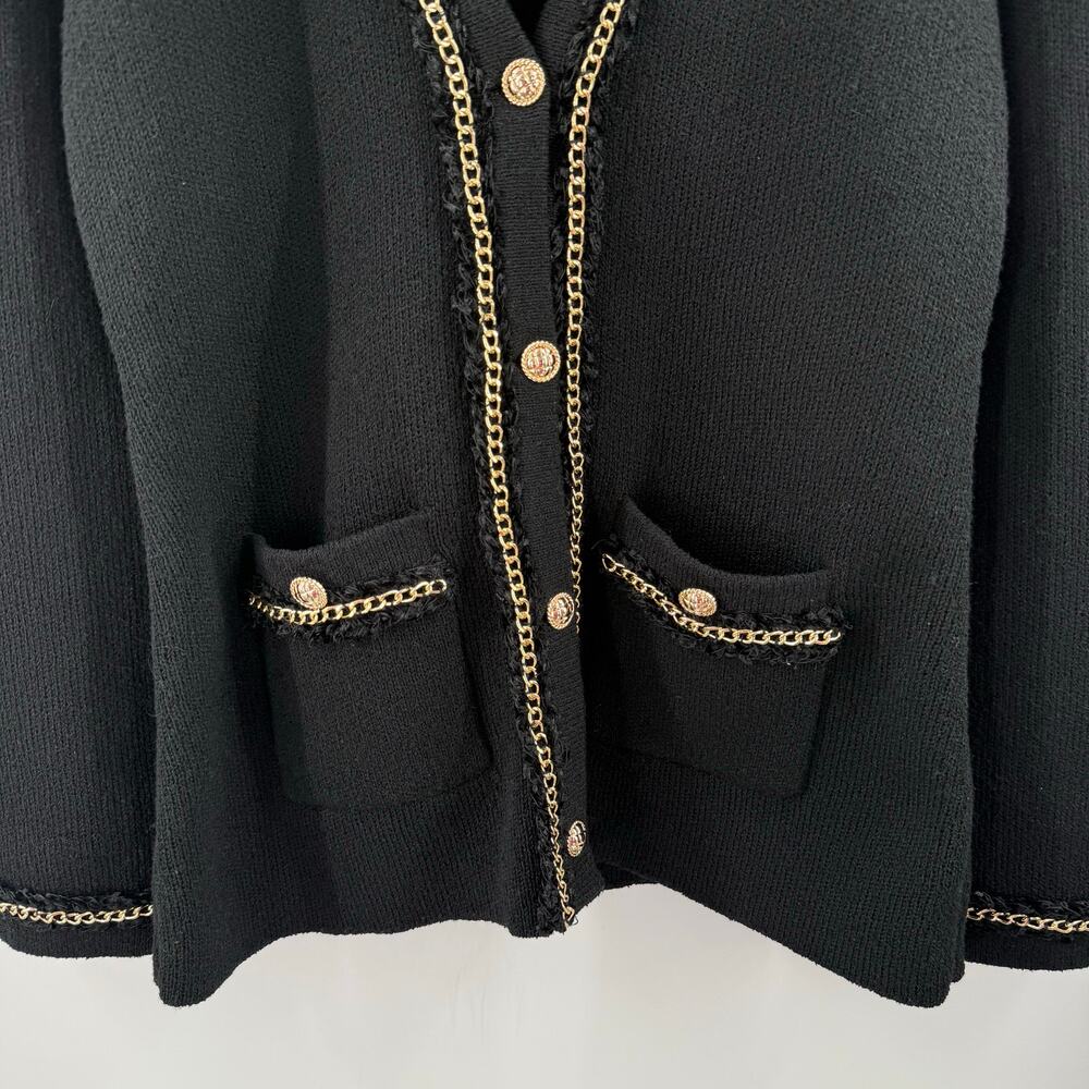 Endless Rose Cardigan Womens Size Small NWT Chain Trim Black Gold Sweater Blazer - Picture 10 of 16